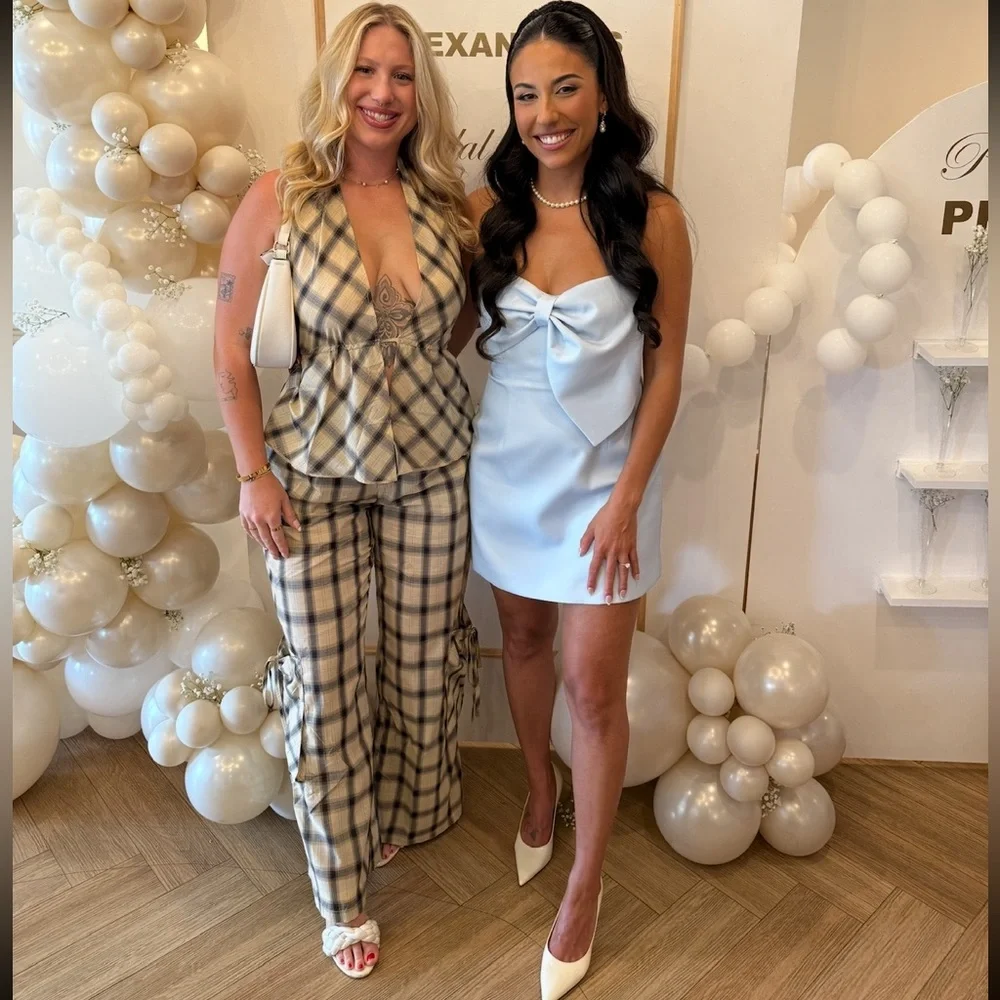 Elegant Light Blue Strapless Dress - Picture 7 of 13